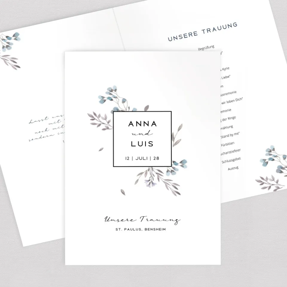 weddingstyle-trauung-blumen-t-rkis-kirchenheft-umschlag-vorlage image 1