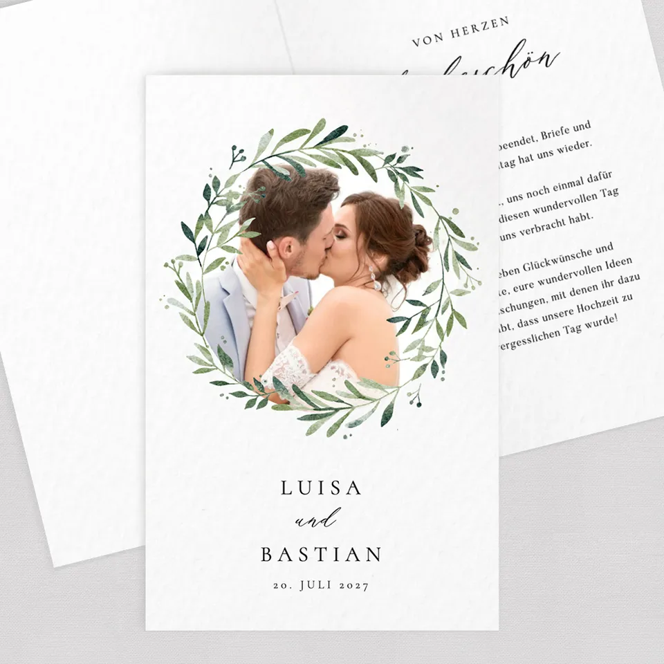 weddingstyle-greenery-kranz-dankeskarte-klappkarte-personalisiert image 1