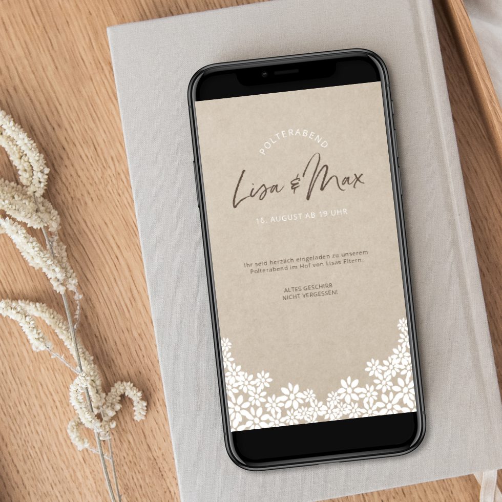 weddingstyle-hochzeitskarten-polterabend-einladung-natural-whatsapp-karte-digita image 1