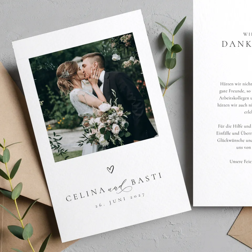 weddingstyle-hochzeitskarten-polaroid-herz-dankeskarte-foto image 1
