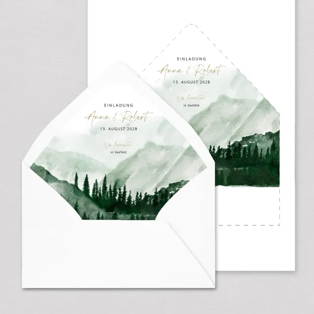 weddingstyle-hochzeitskarten-wald-briefumschlag-inlay-din-a4-vorlage image 1