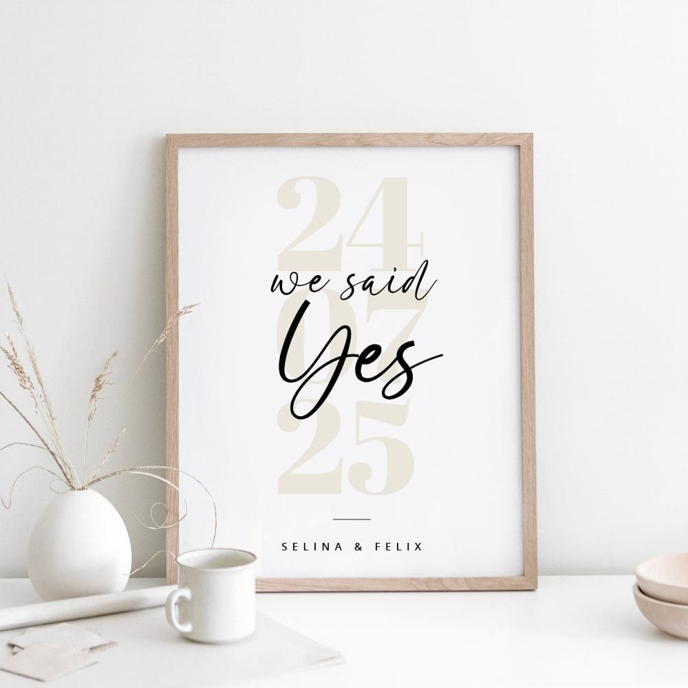 weddingstyle-geschenke-we-said-yes-poster-personalisiert-mit-rahmen image 1