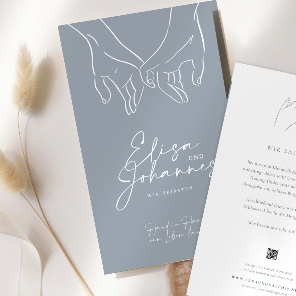 weddingstyle-kleinerfingerschwur-hochzeitseinladung-b6-mit-qr-code image 1