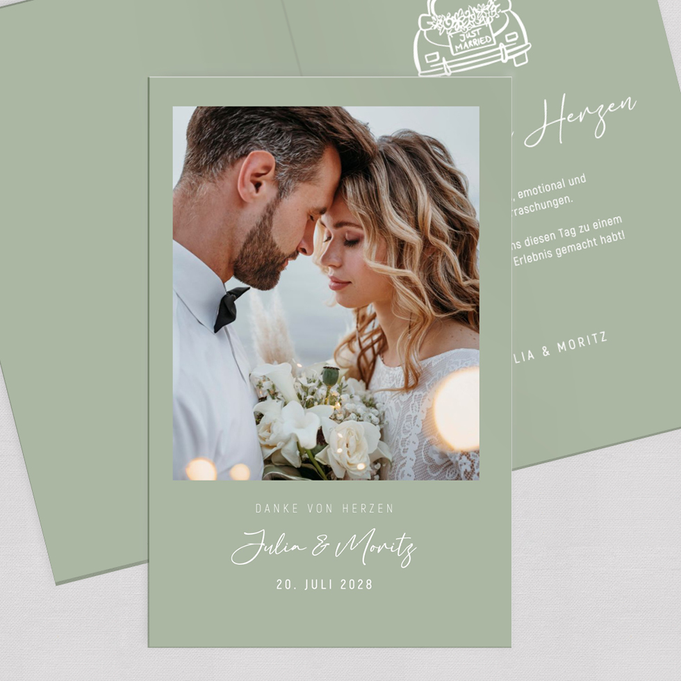 weddingstyle-hochzeitskarten-just-married-dankeskarte-klappkarte image 1