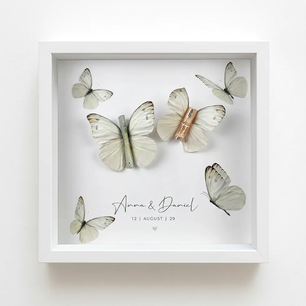 weddingstyle-geschenke-geldgeschenk-schmetterlinge-3-d-bilderrahmen image 1