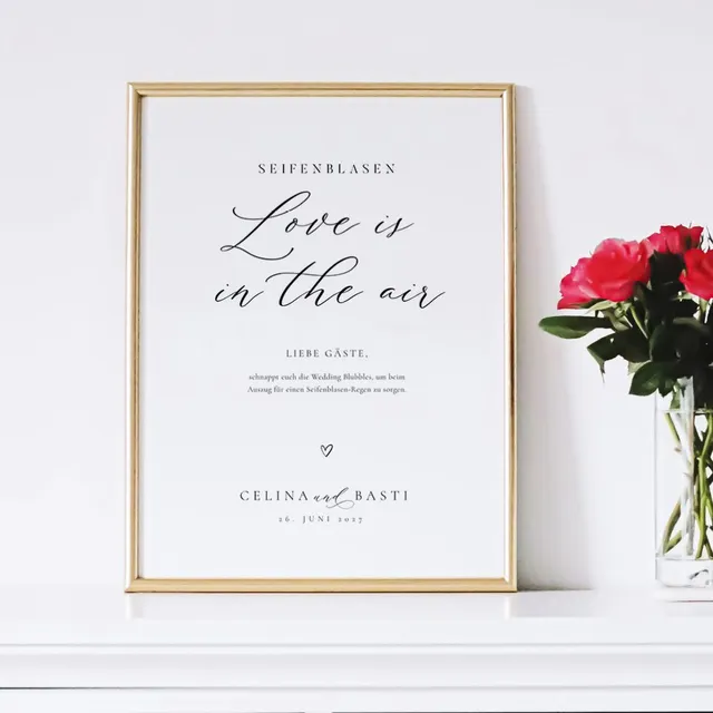 weddingstyle-feier-love-is-in-the-air-schild-elegant image 1