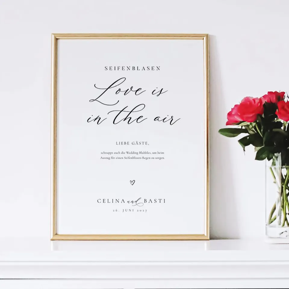 weddingstyle-feier-love-is-in-the-air-schild-elegant image 1