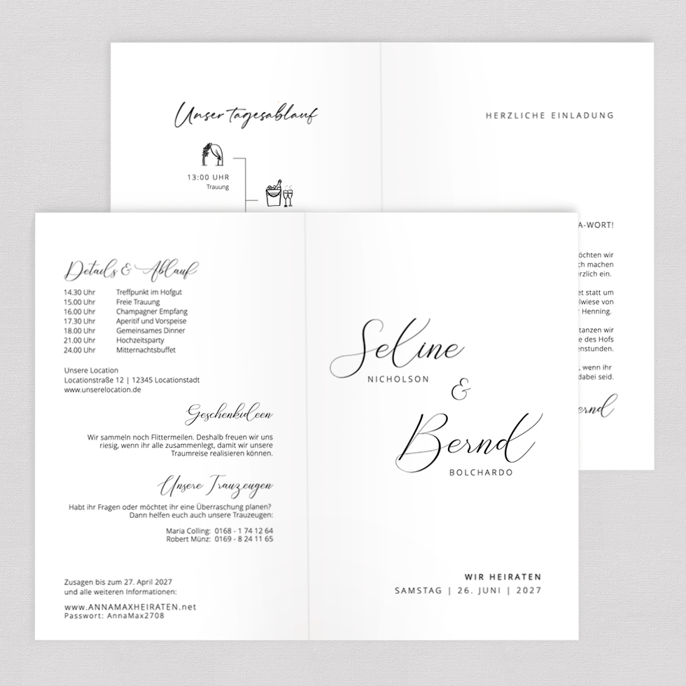 weddingstyle-federschrift-hochzeitseinladung-klappkarte-b6-individuell image 2
