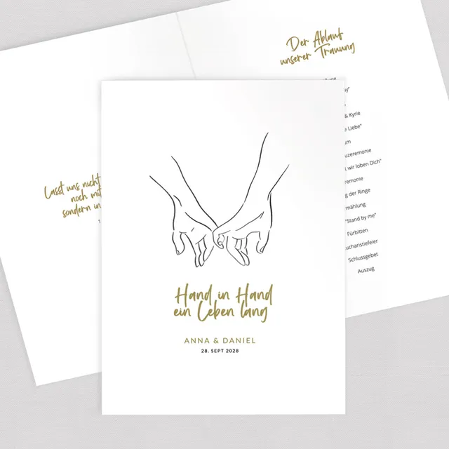 weddingstyle-trauung-kirchenheft-umschlag-hand-in-hand-din-a5 image 1