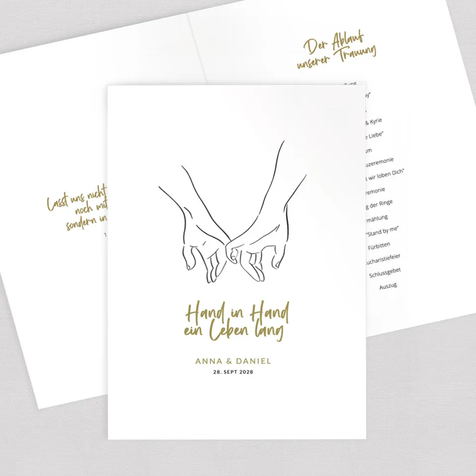 weddingstyle-trauung-kirchenheft-umschlag-hand-in-hand-din-a5 image 1