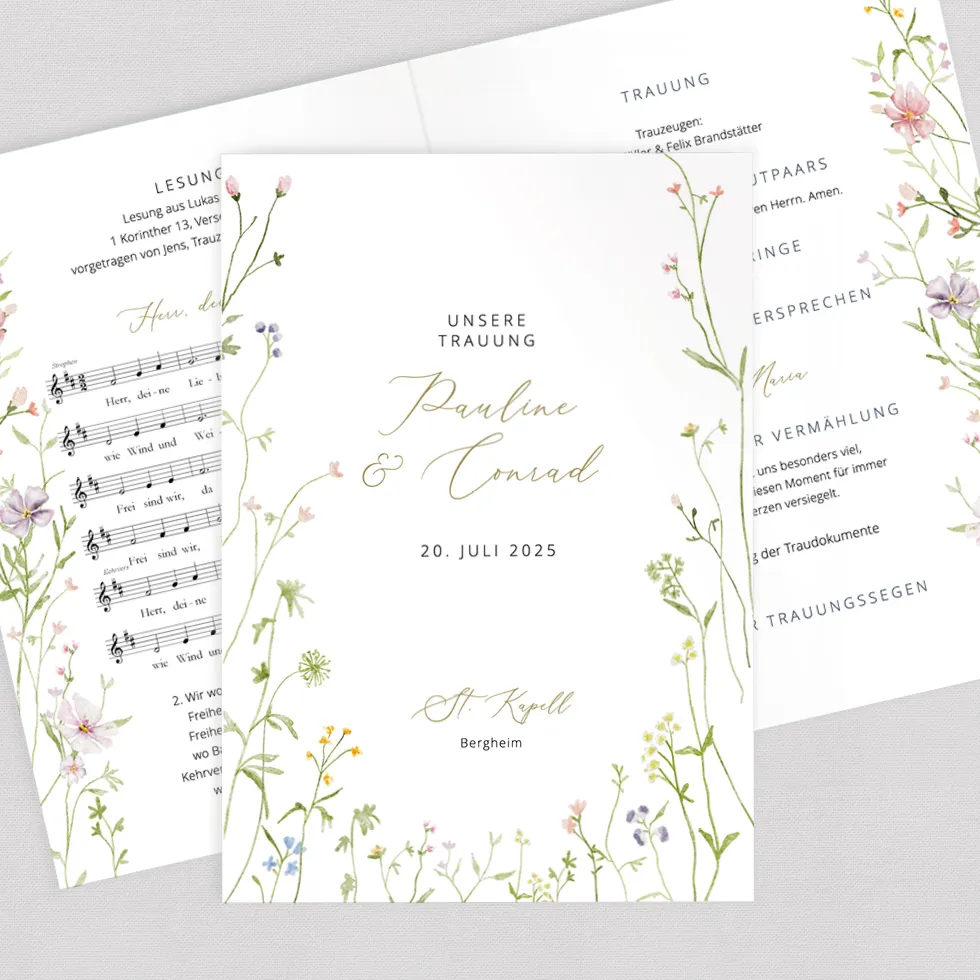 weddingstyle-trauung-kirchenheft-wiesenblumen-din-a5-hochzeit image 1