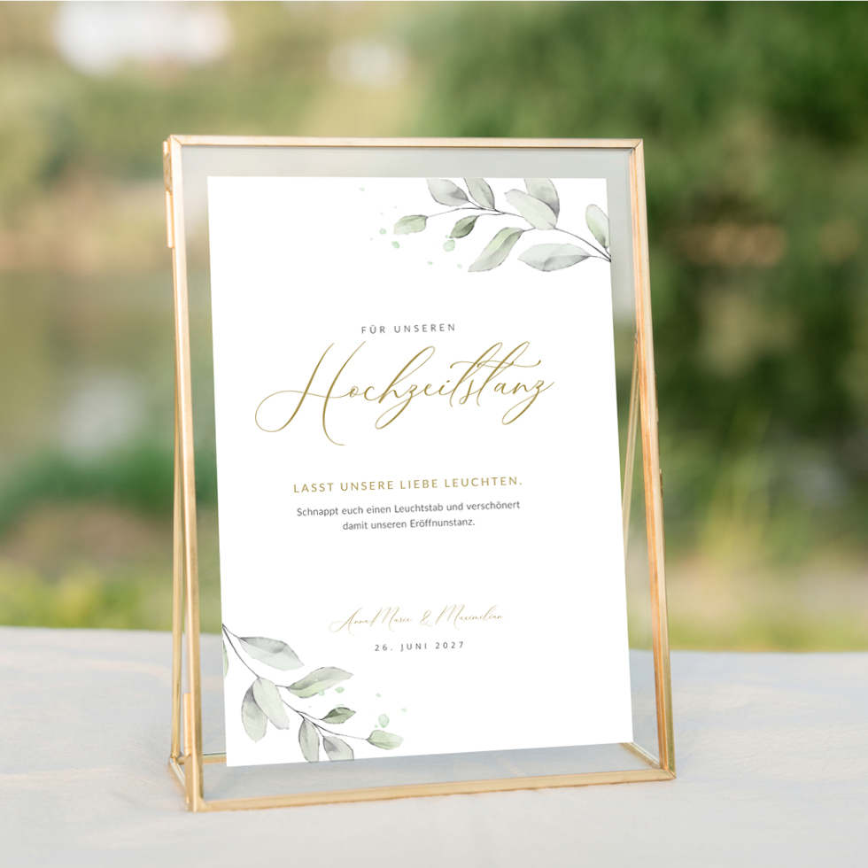 weddingstyle-feier-schild-hochzeitstanz-eukalyptus-din-a4 image 1