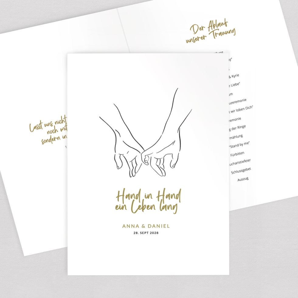 weddingstyle-trauung-kirchenheft-umschlag-hand-in-hand-din-a5 image 1