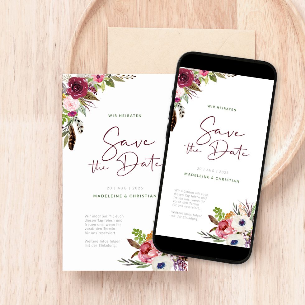 weddingstyle-hochzeitskarten-save-the-date-rustic-boho-digital image 1