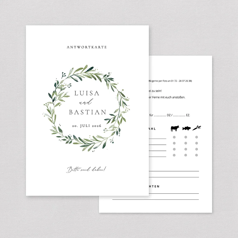 weddingstyle-hochzeitskarten-greenery-kranz-antwortkarte-individuell-25-stk image 1