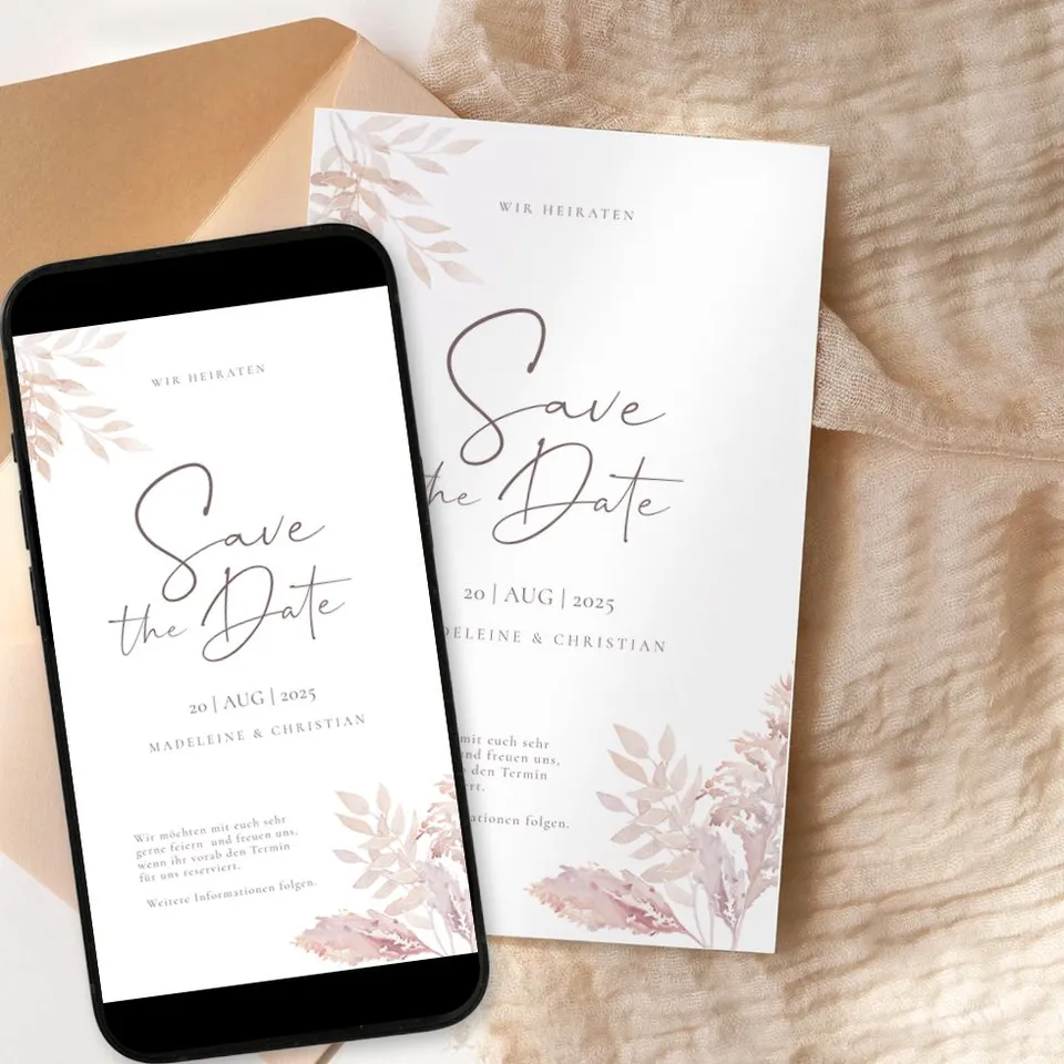 weddingstyle-hochzeitskarten-pampas-save-the-date-karte image 1