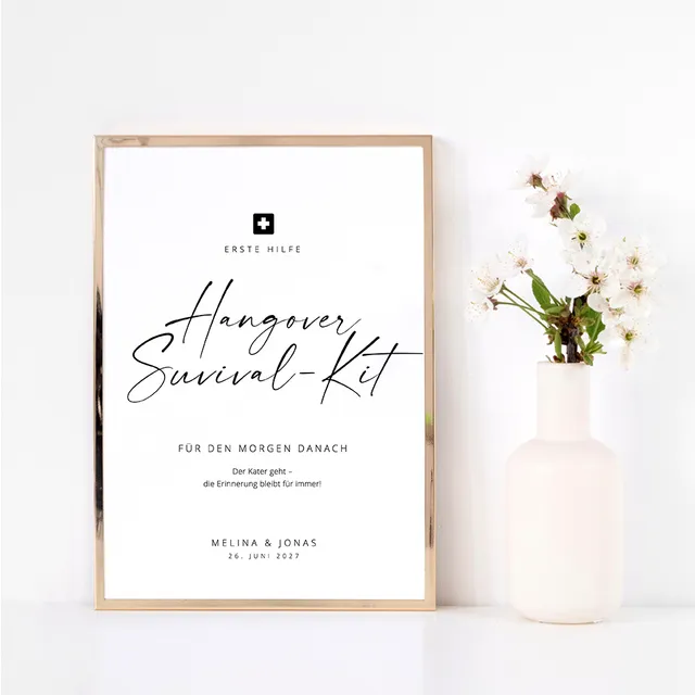 weddingstyle-jga-hangover-survival-kit-schild-modern-infoschild image 1