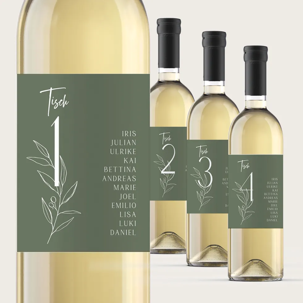 weddingstyle-feier-flaschenetikett-greenery-tischnummer-wasserfest image 1