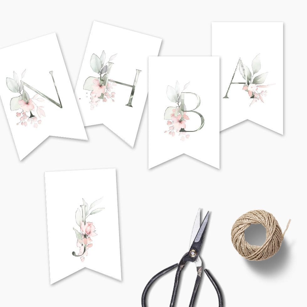 weddingstyle-feier-diy-girlande-eukalyptus-blumen-buchstaben image 2