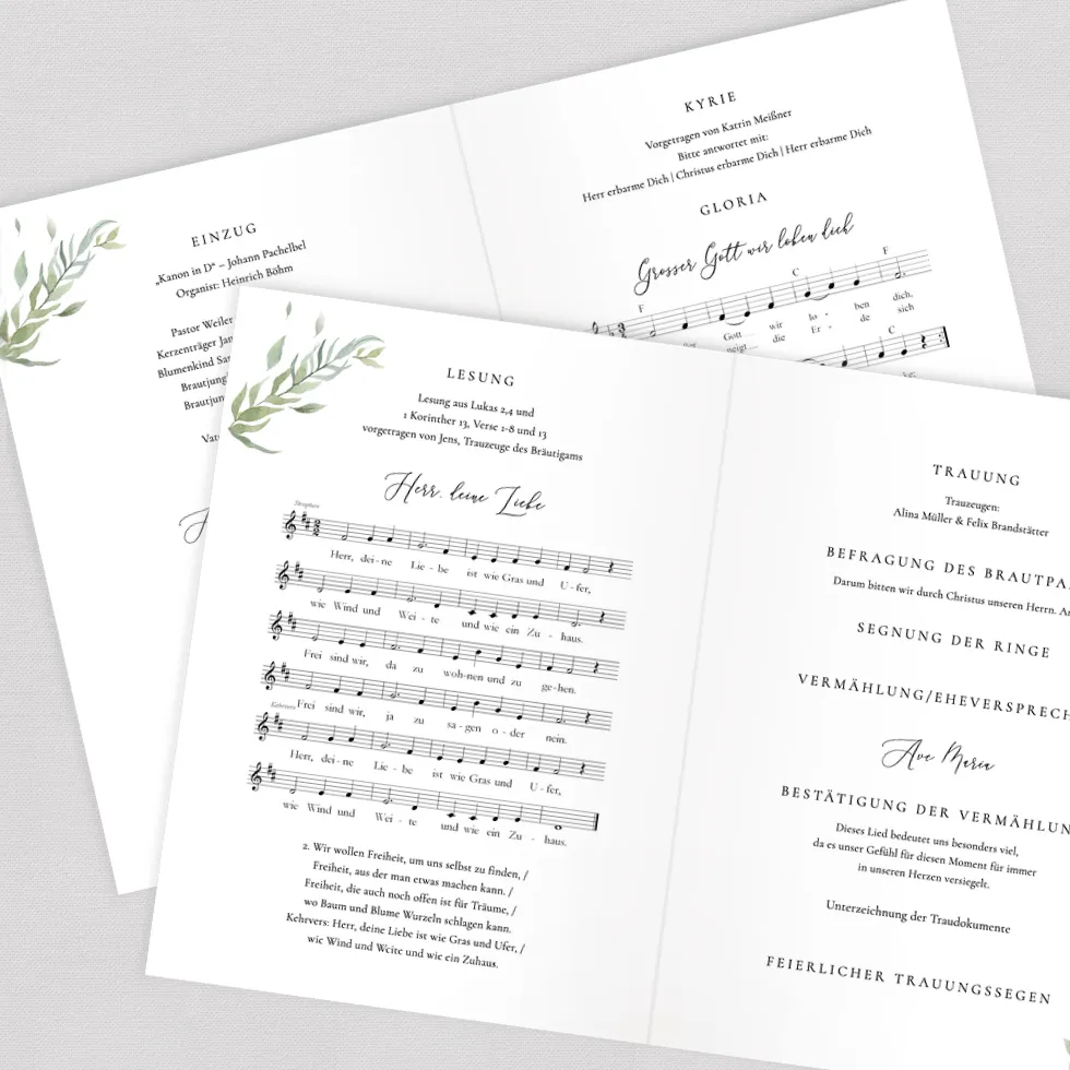 weddingstyle-greenery-kirchenheft-din-a5-personalisiert image 2
