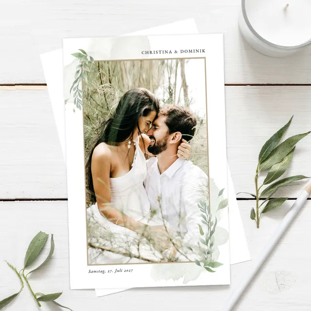 weddingstyle-hochzeitskarten-dankeskarte-greenery-personalisiert image 1