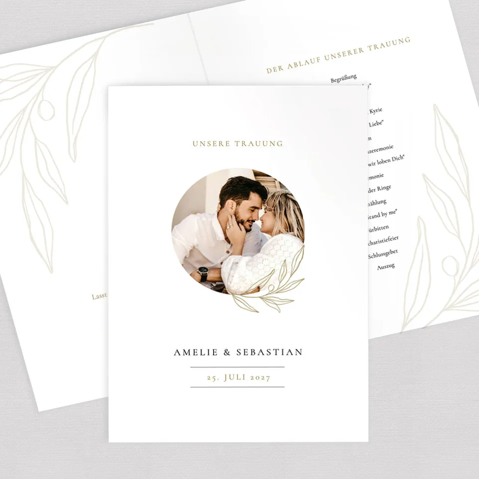 weddingstyle-trauung-branch-kirchenheft-umschlag-mit-foto-a5 image 1