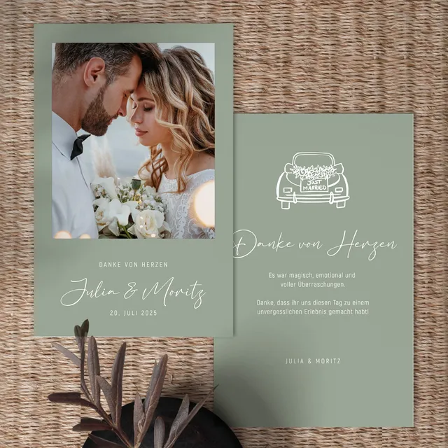 weddingstyle-hochzeitskarten-just-married-dankeskarte-personalisiert image 1