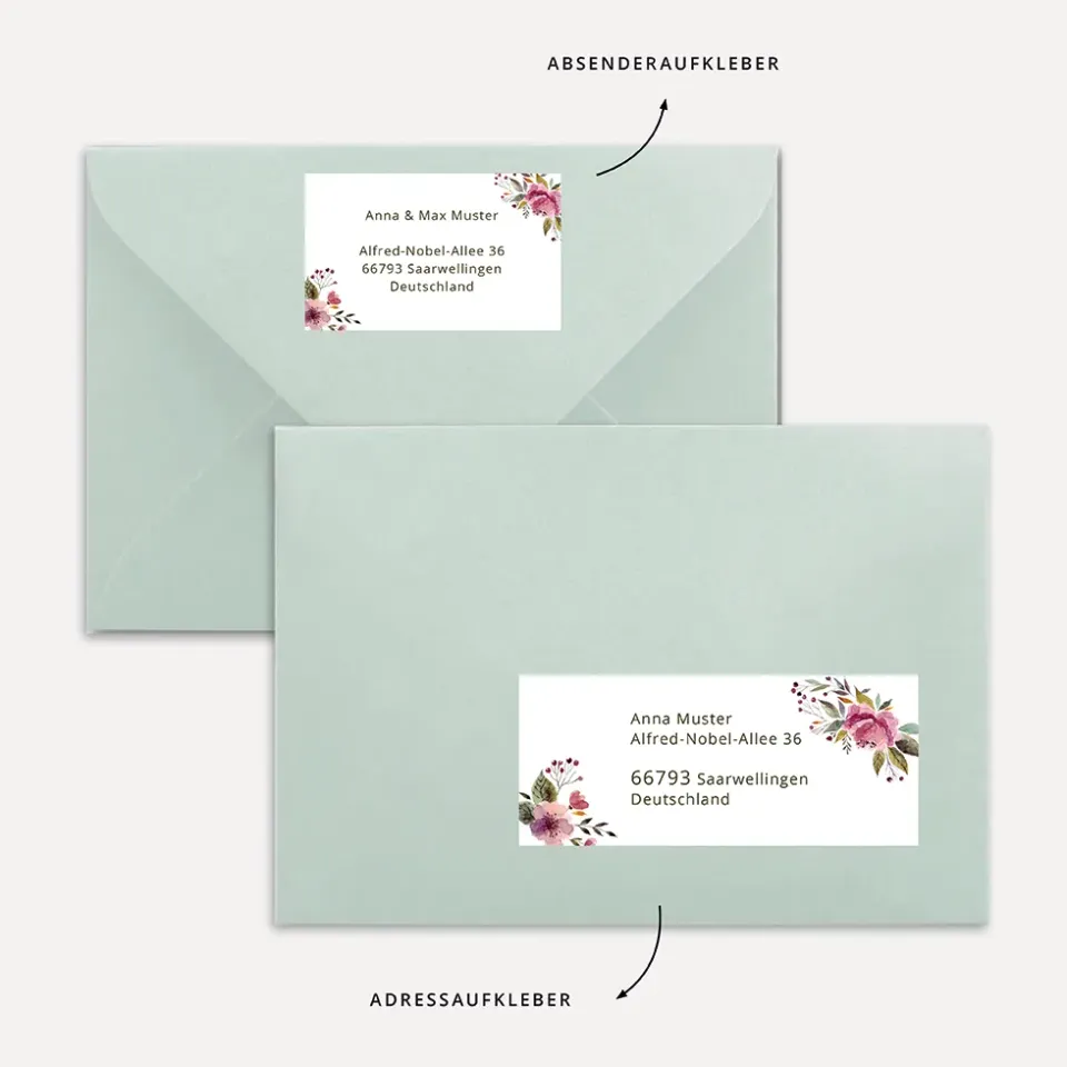 weddingstyle-hochzeitskarten-rustic-flowers-adressaufkleber-vorlage-17-designs image 1