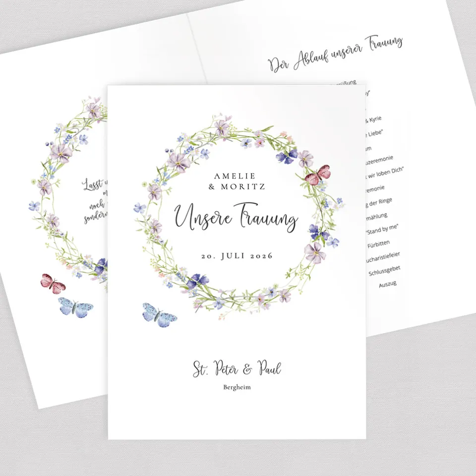 weddingstyle-trauung-kirchenheft-umschlag-schmetterlinge-vorlage image 1