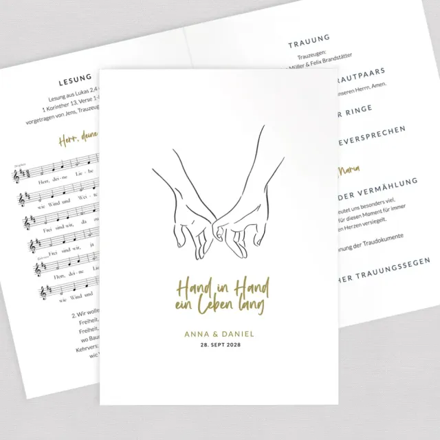 weddingstyle-trauung-kirchenheft-hand-in-hand-din-a5-geheftet image 1