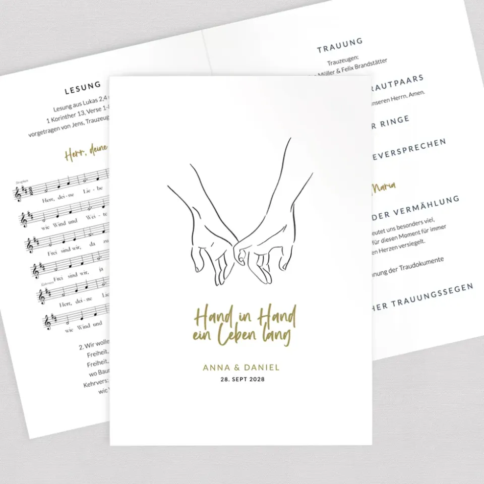 weddingstyle-trauung-kirchenheft-hand-in-hand-din-a5-geheftet image 1