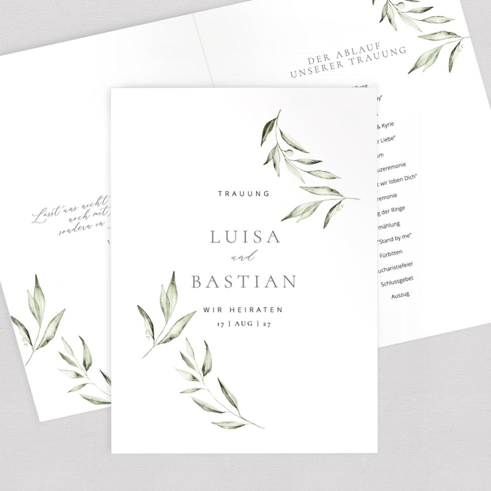 weddingstyle-trauung-wonderful-greens-kirchenheft-umschlag-druckvorlage-a5 image 1