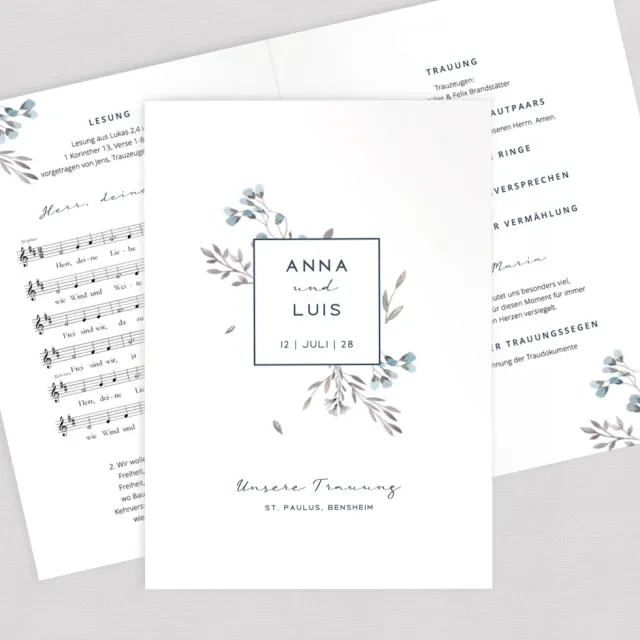weddingstyle-blumen-t-rkis-kirchenheft-din-a5-personalisiert image 1
