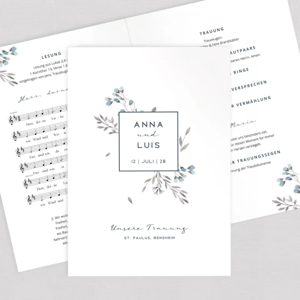 weddingstyle-blumen-t-rkis-kirchenheft-din-a5-personalisiert image 1