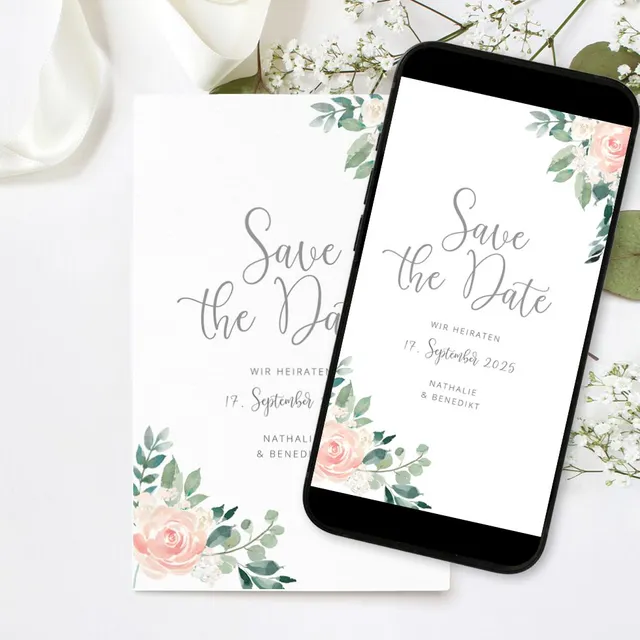 weddingstyle-hochzeitskarten-save-the-date-flower-romance-karte image 1