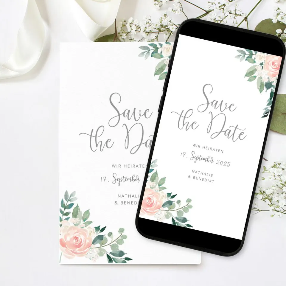 weddingstyle-hochzeitskarten-save-the-date-flower-romance-karte image 1