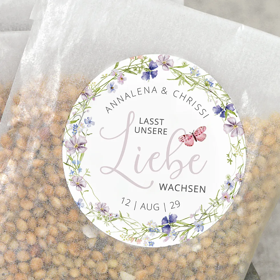 weddingstyle-blumenkranz-gastgeschenk-aufkleber-liebe-wachsen image 1