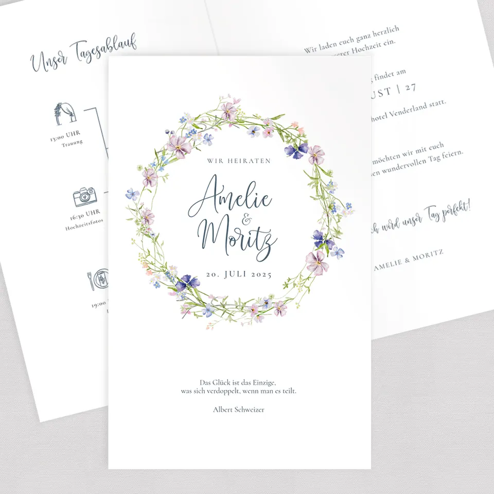 weddingstyle-hochzeitskarten-spring-flower-einladung-b6-mit-qr-code image 1