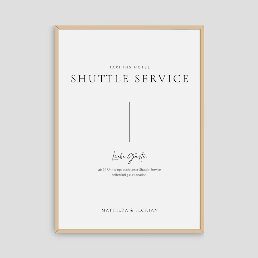 weddingstyle-feier-shuttle-service-infoschild-vorlage-pure image 1