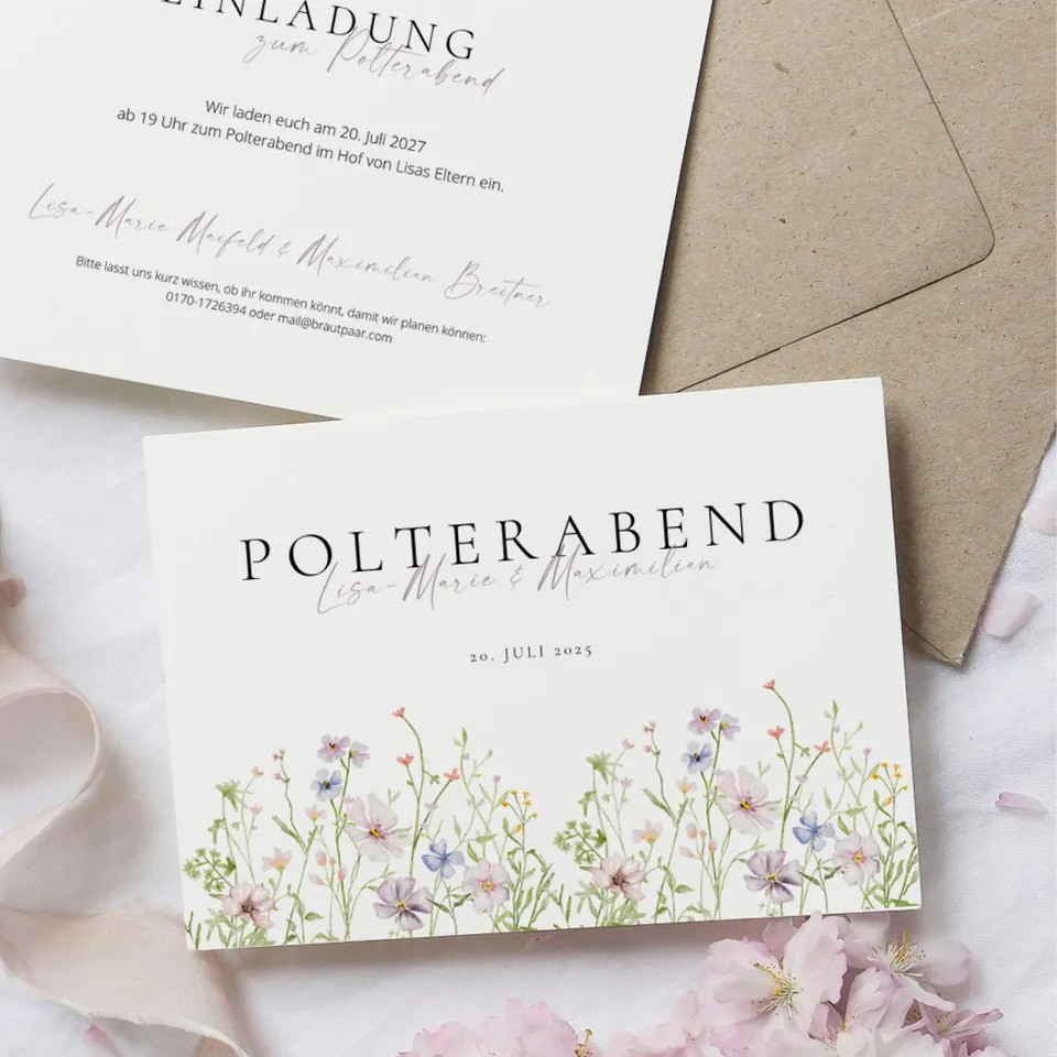 weddingstyle-hochzeitskarten-polterabend-blumenwiese-einladungskarte image 1