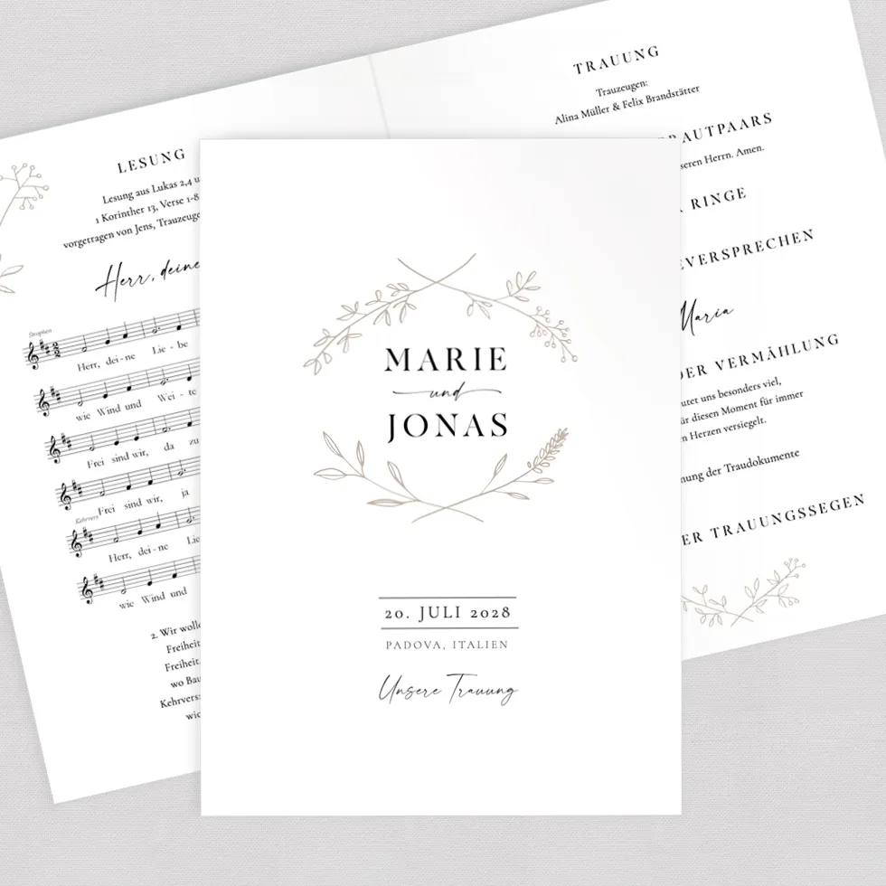 weddingstyle-trauung-kirchenheft-vintage-vibes-din-a5-personalisiert image 1