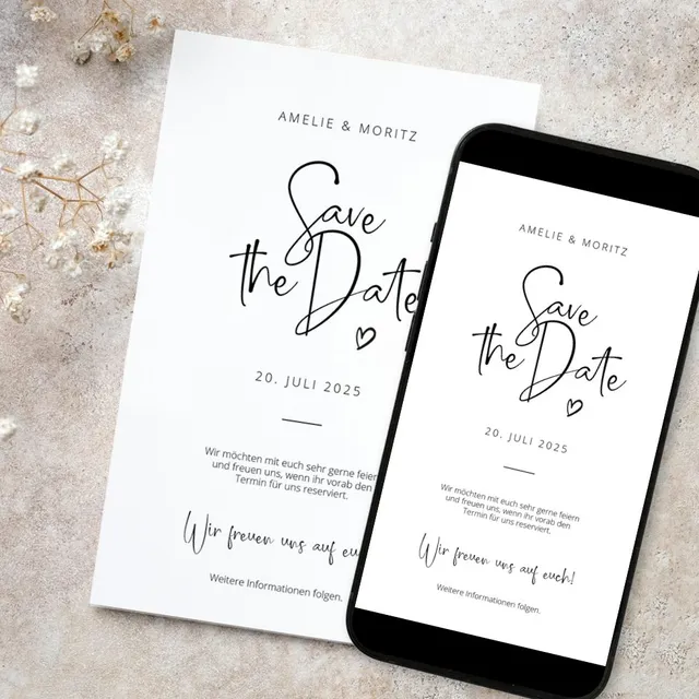weddingstyle-hochzeitskarten-herz-save-the-date-karte-personalisierbar image 1