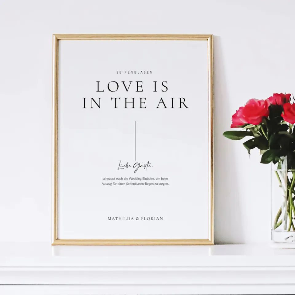 weddingstyle-feier-love-is-in-the-air-schild-hochzeitsschild-pure-personalisierb image 1