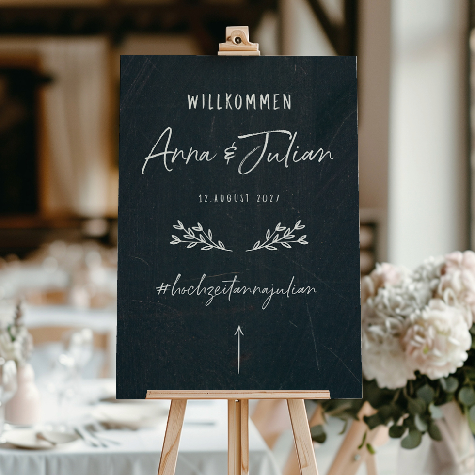 weddingstyle-trauung-willkommensschild-wegweiser-tafel-empfang image 1