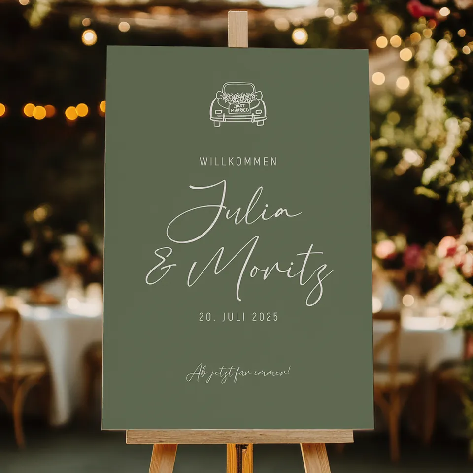 weddingstyle-trauung-salbei-gr-n-willkommensschild-personalisierbar image 1