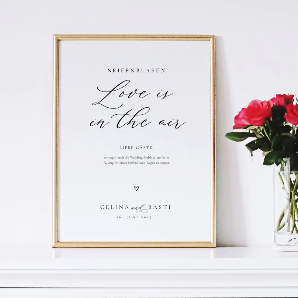 weddingstyle-feier-love-is-in-the-air-schild-elegant image 1