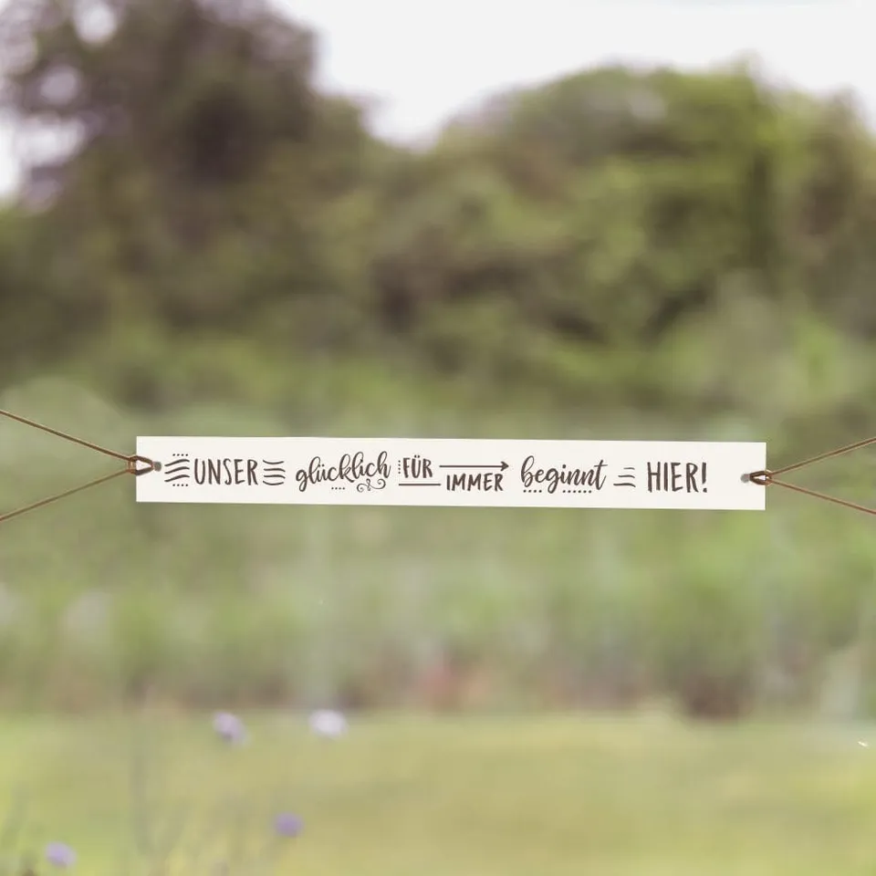 weddingstyle-feier-hochzeitsbanner-beige-gl-cklich-f-r-immer-100cm image 1