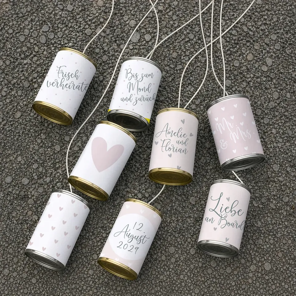 weddingstyle-herzen-autodosen-banderolen-hochzeitsauto-8er image 1