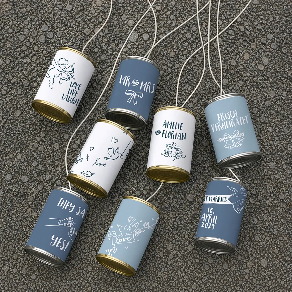 weddingstyle-sektempfang-modern-dosenbanderolen-8er-set-personalisiert image 1