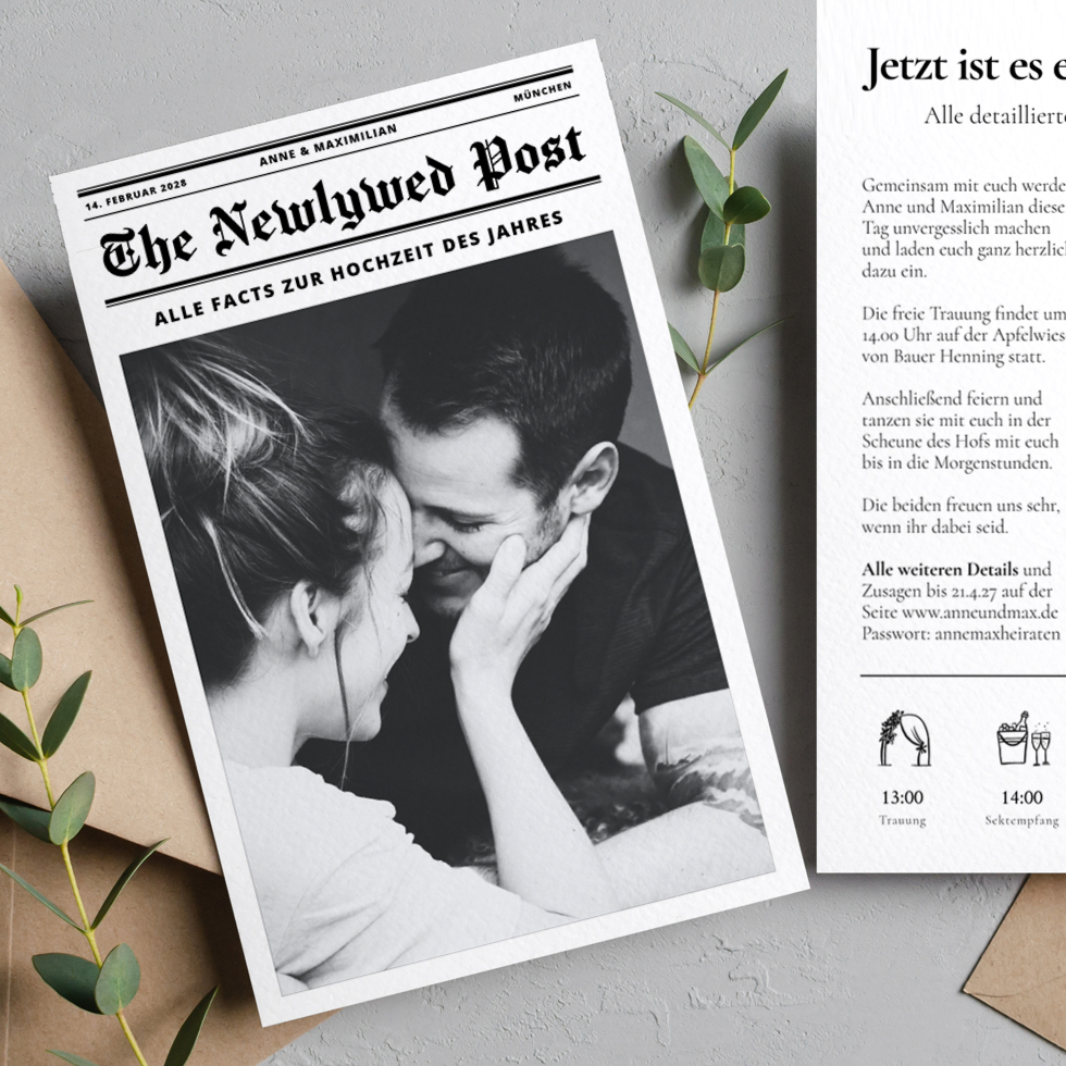 weddingstyle-hochzeitskarten-hochzeitseinladung-zeitung-b6 image 1